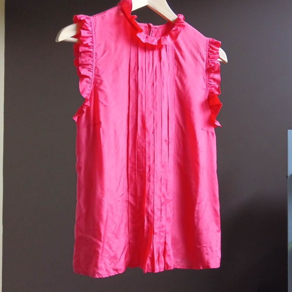 [S] Ptp17" Zara Silk Pink Ruffled Sleeveless Blouse